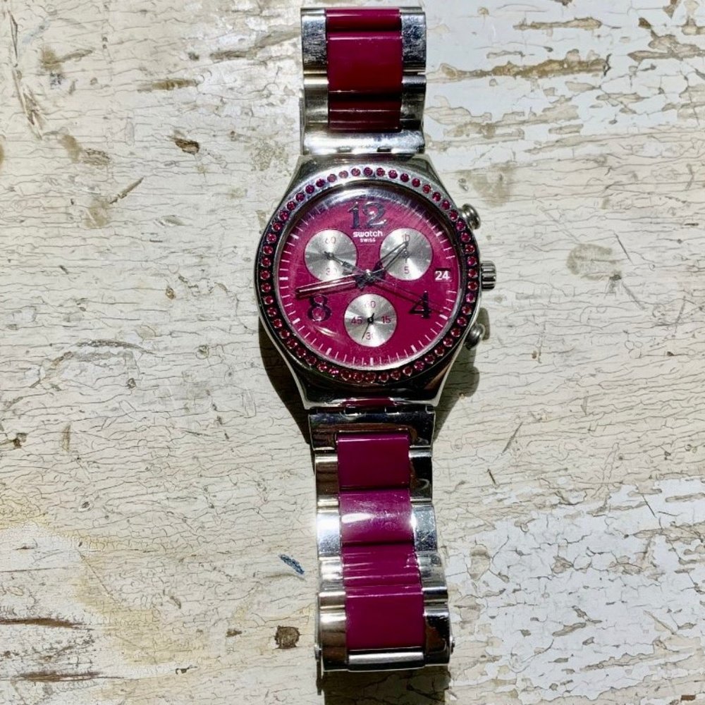 Swatch Chronograph Watch with Crystals